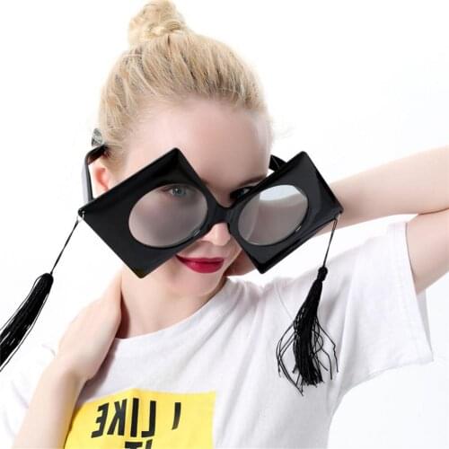 Large Black Graduation Hat Design Sunglasses Tassel Party Photo Prop Glasses