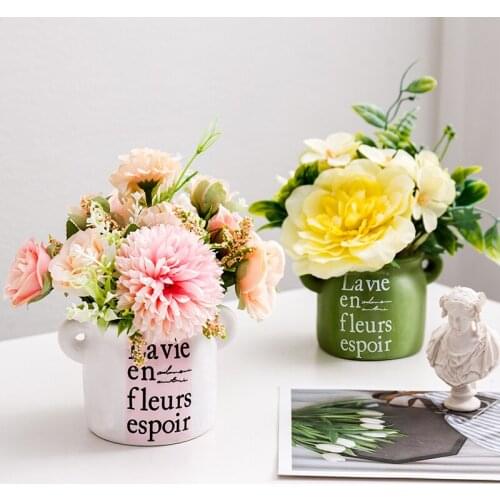 Cement Vases Flower Pot Basket Nordic Style Decoration Tabletop Home Artificial flowers Christmas party birthday Decor gift