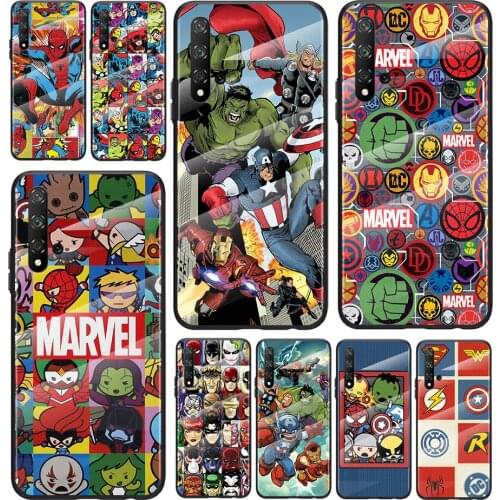 Marvel Anime Superhero For Honor 30 20 10 9X 8X Pro Plus Lite Tempered Glass Hot New Shell Luxury Cover Phone Case