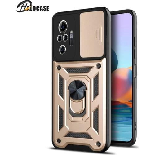 HALOCASE Shockproof Case for Redmi Note 10 Pro 10S 9T 9A 8 K40 Push Pull Camera Protection Phone Cover for POCO M3 Pro X3 NFC F3