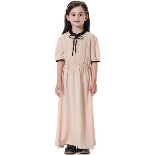 Muslim Abaya Long Dress for Teenage Girls Dubai Turkey Kids Clothing Autumn Casual Robe Gowns Arabian Children Frocks 2-14 Years