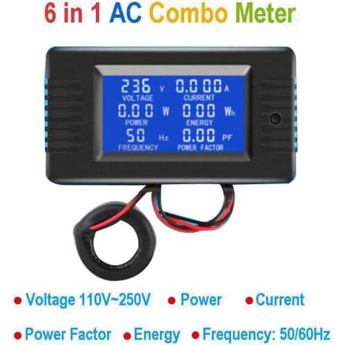 DYKB AC Combo Meter AC 110V 220V 100A Digital Voltage Energy Voltmeter Ammeter Power Current Watt frequency LCD Indicator 10A