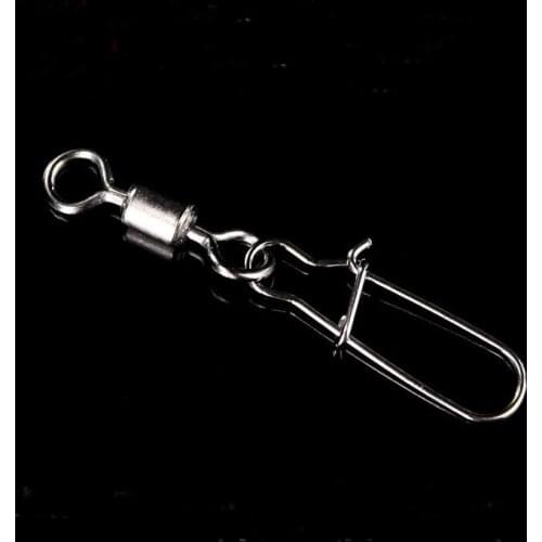 Easy Catch 100pcs Rolling Fishing Swivel With Nice Snap Black Nickle Brass Hard Fishing Lure Connector Fishing Accessories