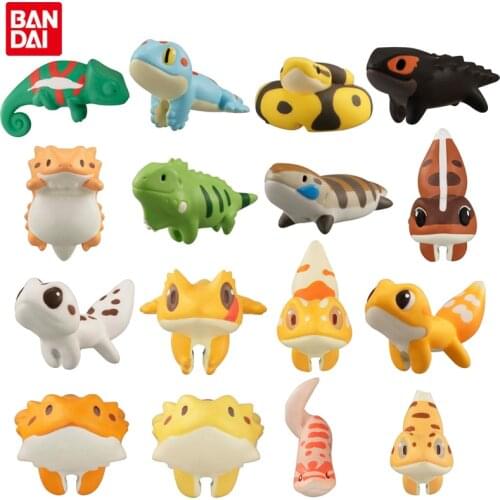 Bandai Genuine Gashapon Hug Data Lines Amphibious Reptile Q Version Cute Lizard Chameleon Anime Action Figures Model Gacha Toys