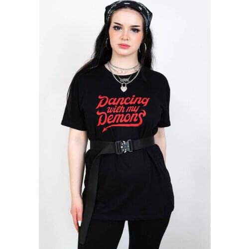 Gothic DANCING WITH MY DEMONS t-shirt funny Feminist women graphic unisex 100% Cotton tumblr hipster fit Fashion tee top tshirt
