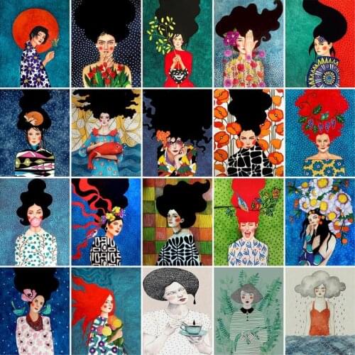 GATYZTORY 60x75cm Frame Paint By Numbers Handmade DIY Gift Cool Girl Figure Oil Painting Modern Home Living Room Wall Decor