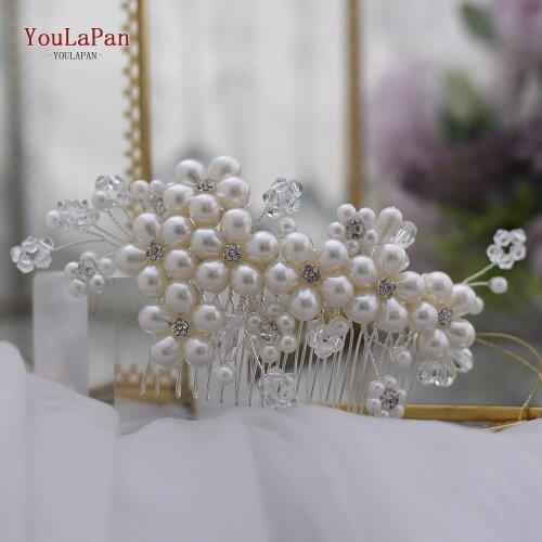 YouLaPan HP05 Bridal Hair Comb Bridal Hair Accessories Crystal Handmade Wedding Hair Comb Bridal Silver Wedding Clip Women Tiara