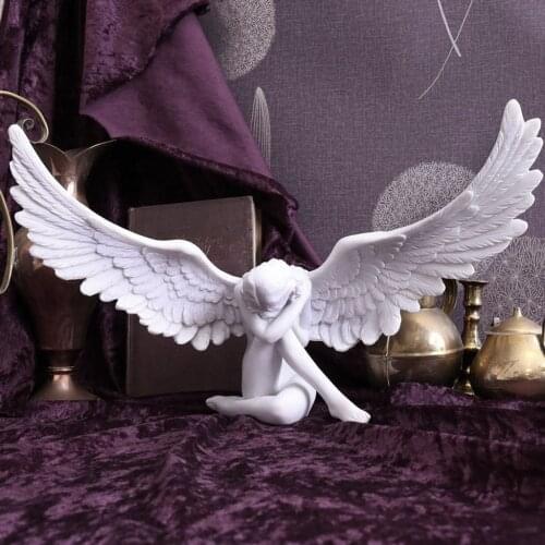 Creative Modern Vintage Resin Angel Wing Figurine Vivid 3D Angel Statue Art Crafts Home Hotel Decoration
