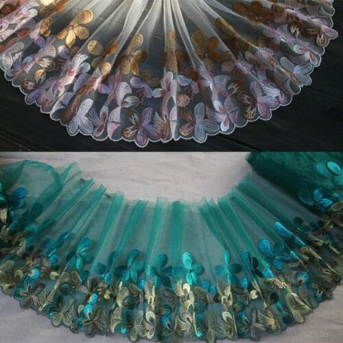 21cm 8.26inch wide-2yards/lot Diy Craft Embroidered Tulle Lace Trim, Mesh Lace Trim