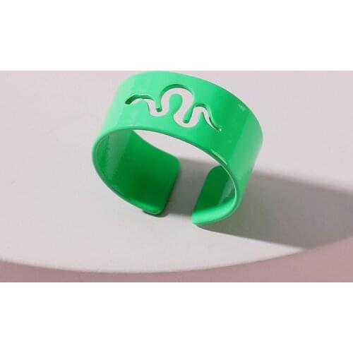 GSOLD Geometry Exaggerated Green Spray Paint Open Ring Simple Hollow Metal Finger Ring Fashion Trend Jewelry For Men And Women