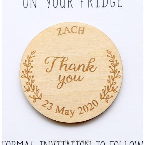 Custom Wedding Save the date Magnet ,Wooden thank you tags,personalized rustic Wooden thank you favour