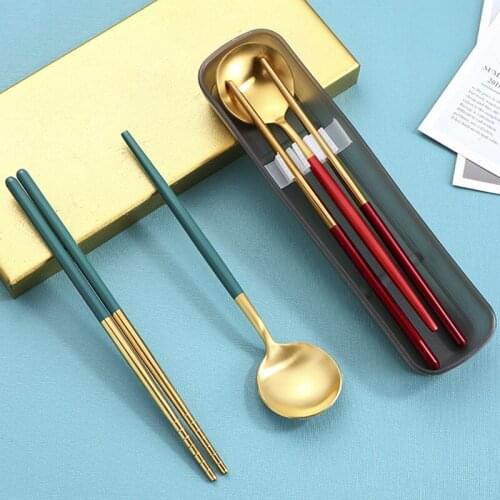 304 Portuguese stainless steel chopsticks spoon set student chopsticks fork spoon portable tableware