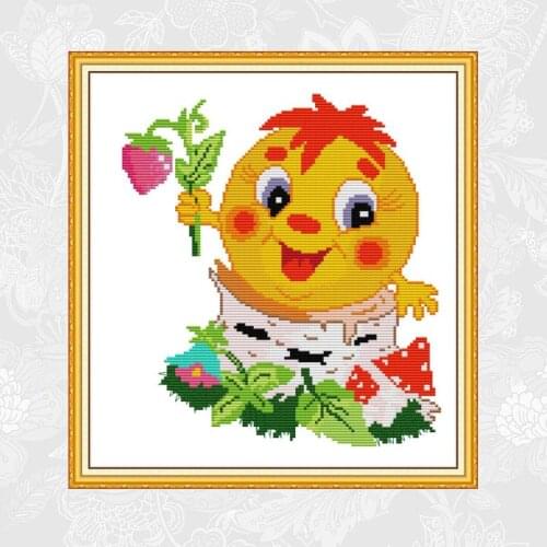 Strawberry doll Handwork Beginner Embroidery Sets Aida Canvas Cross-stitch 11CT 14CT Home Decoration Crafts