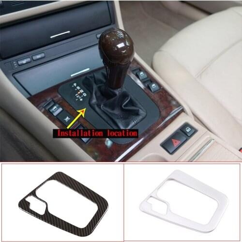 For BMW 3 Series E46 98-04 ABS Carbon Fiber/Silver Car Console Gear Decorative Panel Sticker Car Interior Accessories