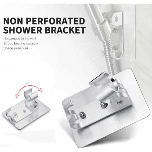 Punch-Free Wall Mounted Hand Shower Holder Hook Solid Aluminum Pedestal Bracket In Wall Shower Storage Hook Bathroom Accessories