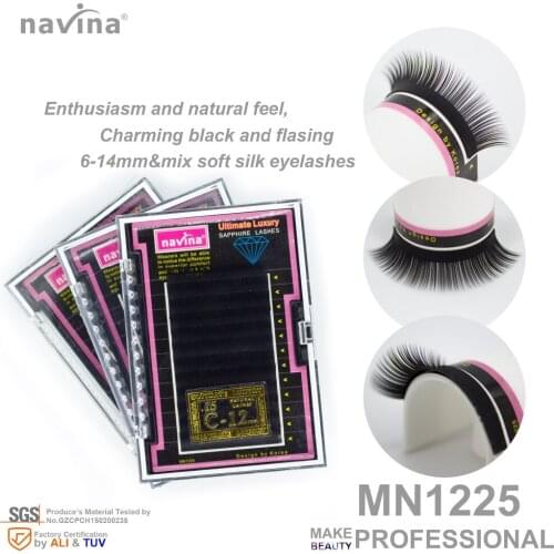 Navina Charming black silk false eyelashes of makeup, Curl CD,Thickness 0.07-0.15mm,Length 6-14mm mix