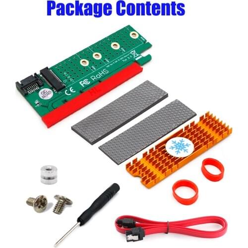 NGFF(M.2) B-key SATA-Bus SSD to SATA3 Adapter with Heatsink