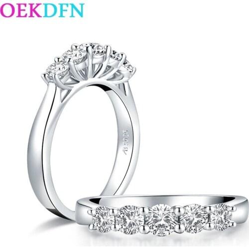 OEKDFN 100% 925 Sterling Silver Rings For Women Round Cut Created Moissanite Gemstone Engagement Wedding Fine Jewelry