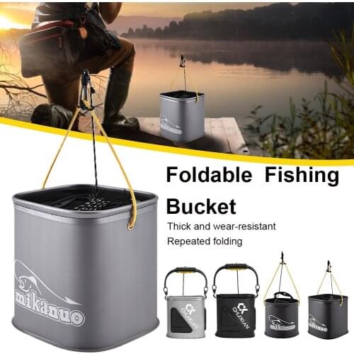 Durable Outdoor Fishing Bucket Collapsible Thick Waterproof Environmentally Fishing Bait Bucket Rope Handle Fishing Accessories