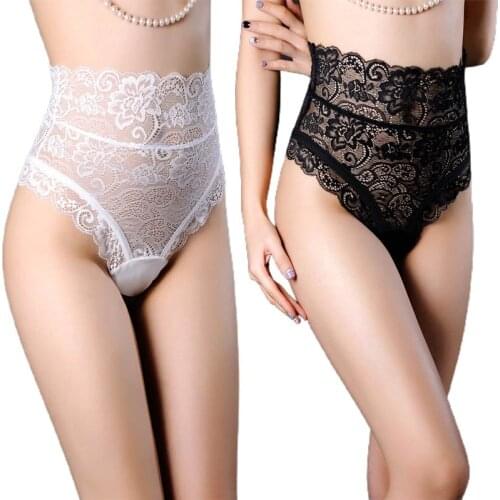 Sexy lace panties women high waist thongs hollow perspective Back strap seamless g-string female Sexy lingerie underwear