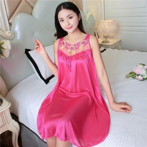 Oversize 4XL Silk Nightgown Women Sleeveless Strap Nightwear Sleepwear Female Lounge Wear Night Dress Home Sleepshirt Nighty
