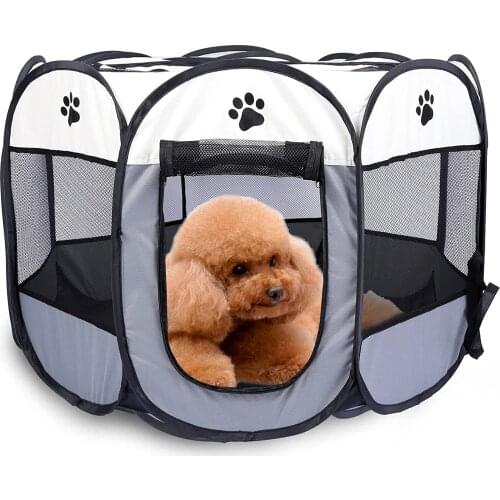 Dog Fence Foldable Pet Playpen Octagon Dog Exercise Kennel Cage Portable Dog Play Tent For Travel Dog House Free Shipping