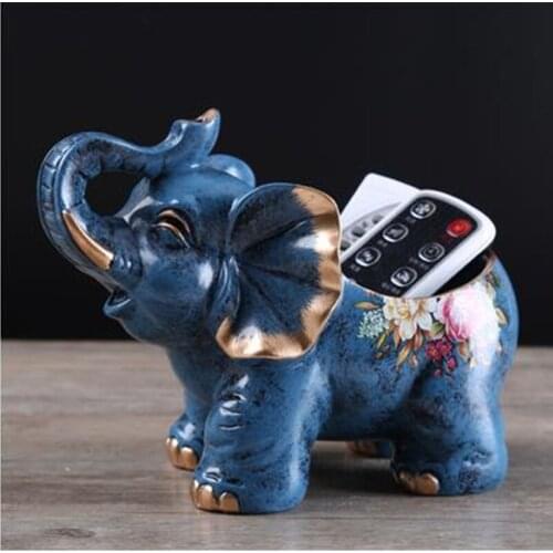 European-style animal elephant craft statue, home office desktop decoration gift, key storage box