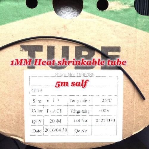 Hot 5 Meters 1mm Dia Wire Wrap Heat Shrink Tubing Shrinkable Tube Black 5m/Lot 1 mm New