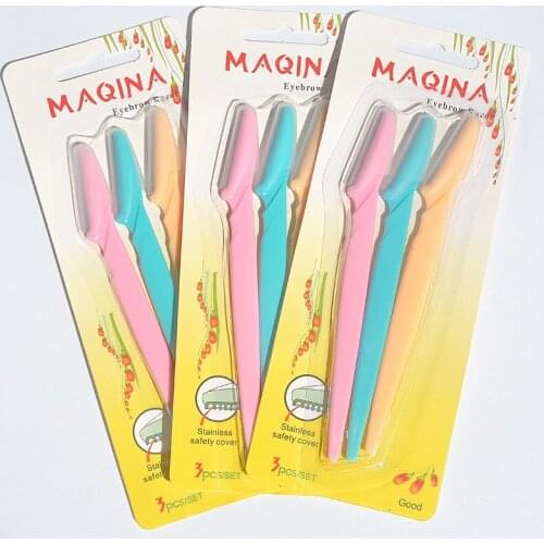 HOT 3Pcs/set Eyebrow Trimmer Portable Hair Remover Set Women Face Razor Eyebrow Trimmers Blades Shaver For Makeup Cosmetic Kit