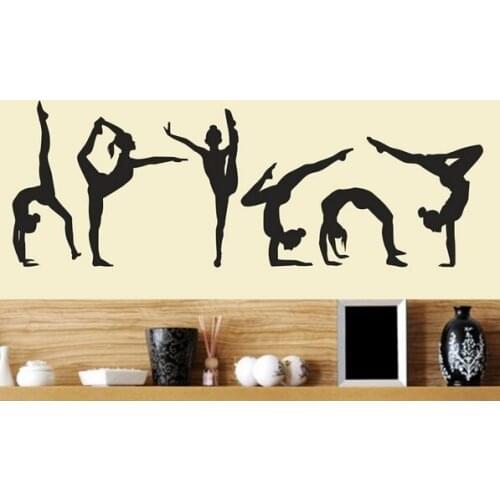 Six Dance Girls Gymnastics Wall Sticker Sport Wall Decals Vinyl Art Mural For Home Girls Kids Room Decoration Wall Decoration