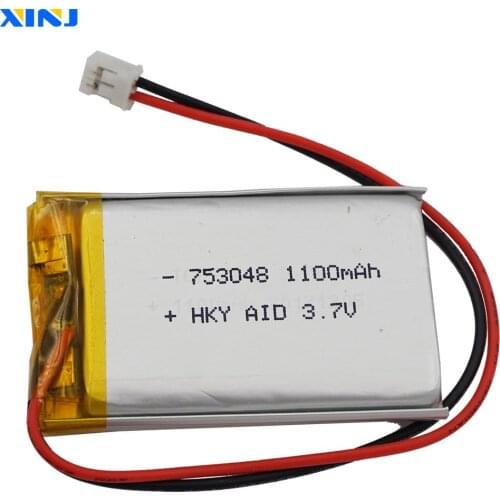 XINJ 3.7V 1100mAh Lithium Polymer Rechargeable Li-Po Battery 753048 2pin JST 2.0mm For GPS Game E-book PDA car Camera Tablet PC