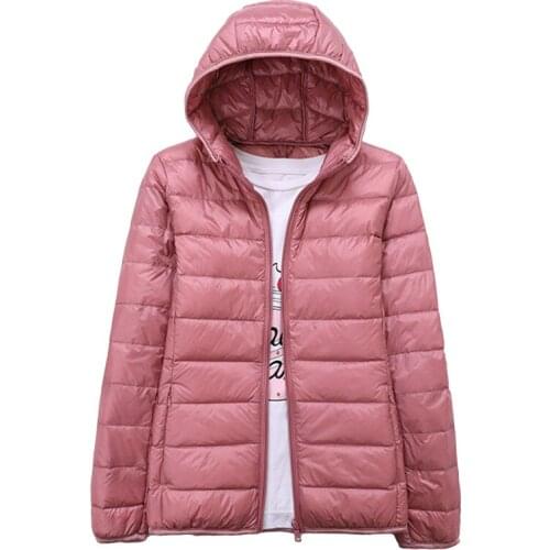 Winter Down Jacket Women Ultra Light Duck Down Hooded Jacket Long Sleeve Warm Slim Coat Parka Female Solid Portabl Outwear Parka