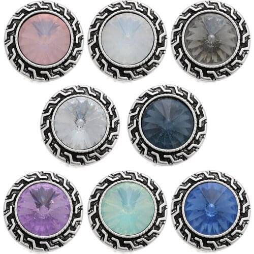 10pcs/lot Snap Jewelry Buttons Birthstone Rhinestone 18mm Snap Buttons Fit 18mm Snap Bracelets Women Alloy button jewelry