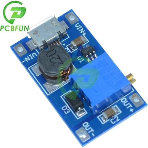 10PCS MT3608 DC-DC Step Up Converter Booster Power Supply Module Boost Step-up Board with Micro USB MAX Output 28V 2A Adjustable
