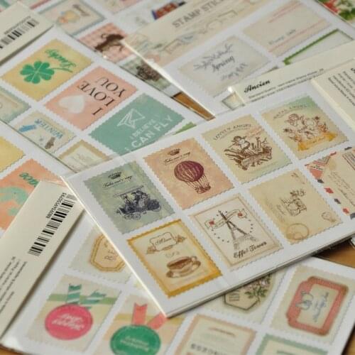 10 bags/lot DIY Vintage Retro Classic Stamp Sticker Flowers Birds Scrapbook Paper For Decoration Free shipping