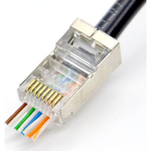 100pcs New RJ45 Network Connector CAT6 Type Through-Hole Shield, Gold-Plated Gigabit Crystal Head Fast Delivery Wholesale