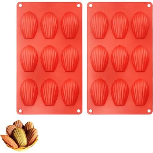 2PCS Non-Stick Silicone Madeleine Molds 9 Cavity Baking Molds For Cake Chocolate Candy Cookies Mold Baking Mould Utensils
