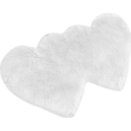 2pcs Heart-Shaped Solid Color Rugs Imitation Sheepskin Faux Non Slip Bedroom Kitchen Doorway Entrance Shaggy Carpet