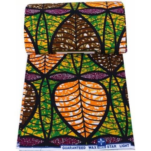 2019 Fashionable Beautiful Colorful Leaf Pattern Print African Ankara Pagne Veritable Real Wax Printed Fabric 6 Yards\Lot