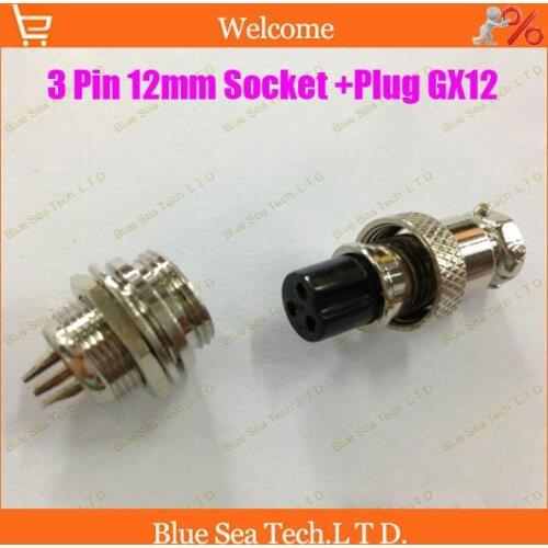 3 Pin 12mm Male & Female Wire Panel Connector kit GX12 Socket+Plug,RS765 Aviation plug interface,circular connector