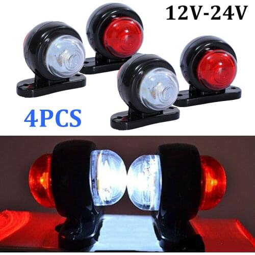 4 X LED Red White Side Marker Lights Outline Lamp Car Truck Trailer Van 12-24V