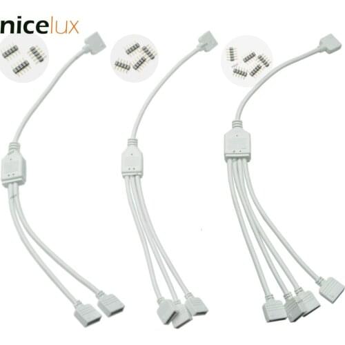 RGBW 5 Pin Wire Connector 1 to 2 1 to 3 1 to 4 Female to Female Splitter Connector Extension Cable for 5050 LED Strip Light