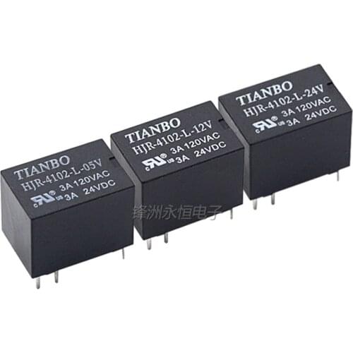 5PCS HJR-4102-L-5V HJR-4102-L-12V HJR-4102-L-24V 6-Pin 3A Power Relay