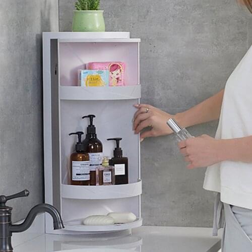 Triangle shelf rotating bathroom shelf kitchen punch-free suction wall large storage box plastic wx8021507