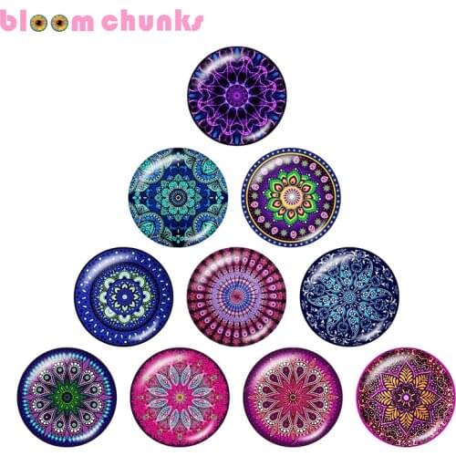 Bohemia pattern 10pcs mixed 12mm/18mm/20mm/25mm Round glass cabochon jewelry flat back Making findings A4204