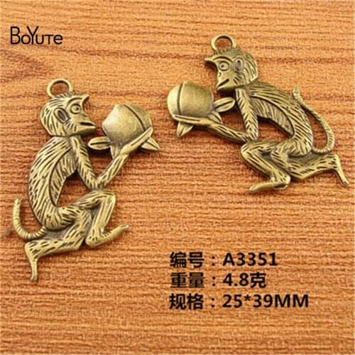 BoYuTe (40 Pieces/Lot) 25*39MM Charms Monkey Eat Peaches Zinc Alloy Antique Bronze Plated Pendants Jewelry Findings Components