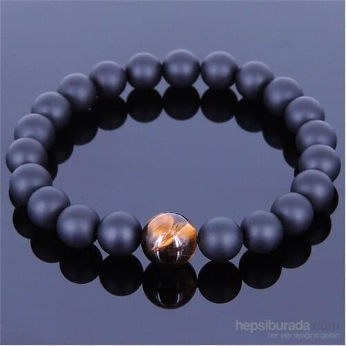 Takıcadde Real Black Matte Onyx Tiger Eye Natural Stone Bracelets
