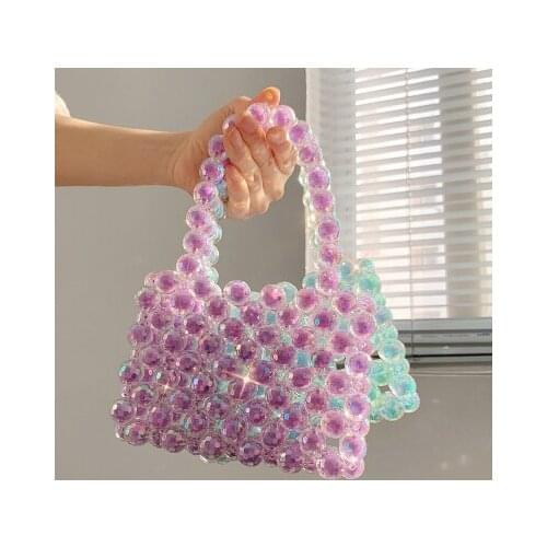 Brand Hand-woven Pearl Bags Lady Beaded Shoulder Bag Women Party Vintage Handbag Ins Small Flap Bag Mini Cross body Bag 2019