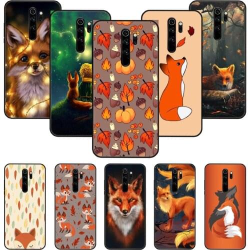 Phone Case For Xiaomi Redmi Note 8 8T 7 7A 9 9S 8A 4 5 Pro Black Cover Funda Soft Bumper 3D Etui Silicone Back Animal The Fox