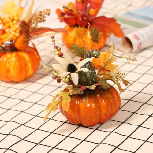 Halloween Pumpkin Decoration Thanksgiving Day Pomegranate Fruit Ornament Harvest Festival Maple Leaf Autumn Props Home Table Dec